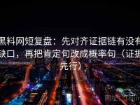 黑料网短复盘：先对齐证据链有没有缺口，再把肯定句改成概率句（证据先行）