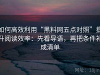 如何高效利用“黑料网五点对照”提升阅读效率：先看导语，再把条件补成清单
